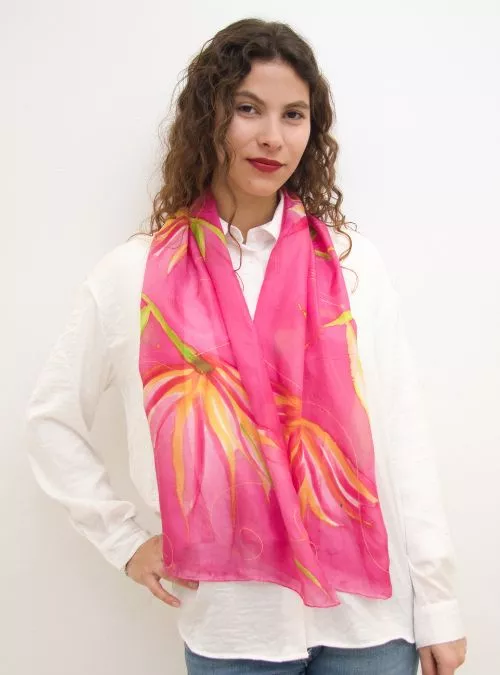 Hand-painted silk scarf in valencia