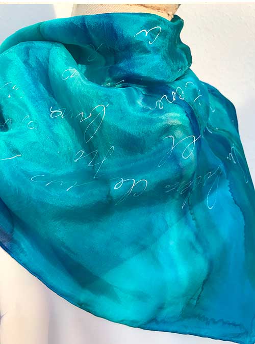 mocador de seda azul mediterráneo