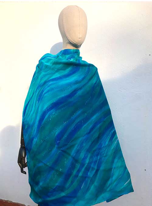 mocador de seda azul mediterráneo